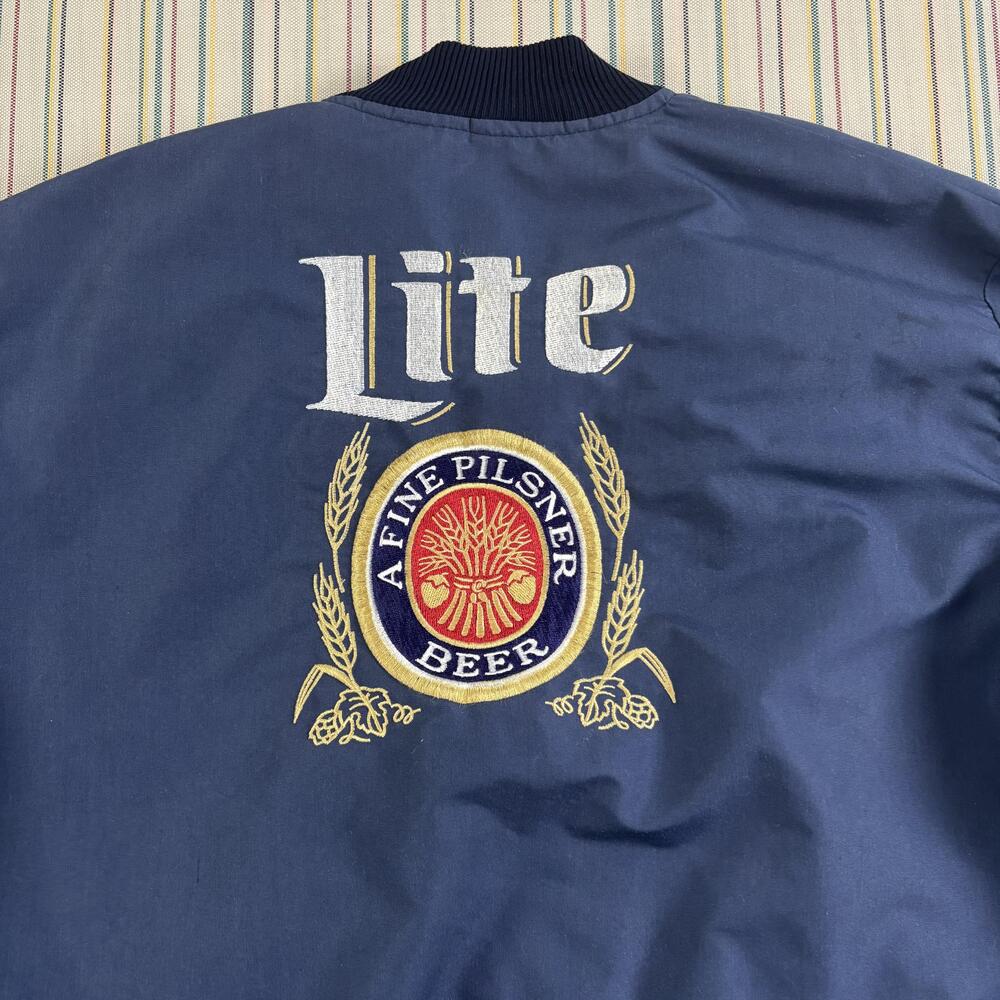 Vintage Birdie Jacket Mens 2XL Blue Lite Beer Bomber Embroidered USA Beer Logo